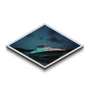 Night Boat Tranquility Diamond Shaped serene starry watercraft Canvas Art Print nautical room mood lighting boat enthusiast wall art