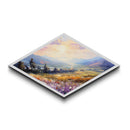 Morning Valley Bloom Diamond Shaped scenic countryside sunrise Canvas Art Print floral landscape painting warm family room decor