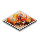 Carnival Whirl Diamond Shaped Canvas Art Print vibrant abstract fair scene living room accent modern color splash wall decor gift