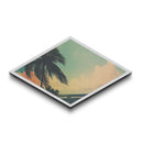 Coastal Palm Skies — Diamond Shaped Canvas Textured Print beach house decor, tropical art, summer vibes, pastel boho wall hanging