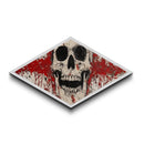 Splattered Skull Horror Diamond Shaped Canvas Textured Print abstract gothic art Halloween wall decor edgy red black painting