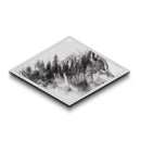 Wolf Waterfall Gaze Diamond Shaped Canvas Art Print nature forest landscape wall art rustic woodland gift black white decor