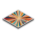 Color Burst Fusion Diamond Shaped Canvas Embossed Print energetic rainbow abstract painting wall art studio accent or creative gift idea