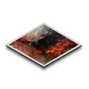 Inferno Raven Rise Diamond Shaped Canvas Art Print fierce dark bird fantasy fire painting intense mythical room decor gothic art lover gift