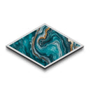 Turquoise Geode Glow Diamond Shaped Canvas Textured Print Earthy Crystal Wall Art Boho Teal Abstract Bedroom Office or Hallway Style