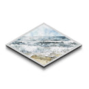 Coastal Break - Diamond Shaped Canvas Textured Print Ocean Wave Beach Art Nautical Bathroom Decor Relaxing Watercolor Seascape