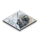Snowy Bison - Diamond Shaped Canvas Art Print Western Wildlife Wall Decor Lodge Rustic Art Winter Buffalo Cabin Nature Accent