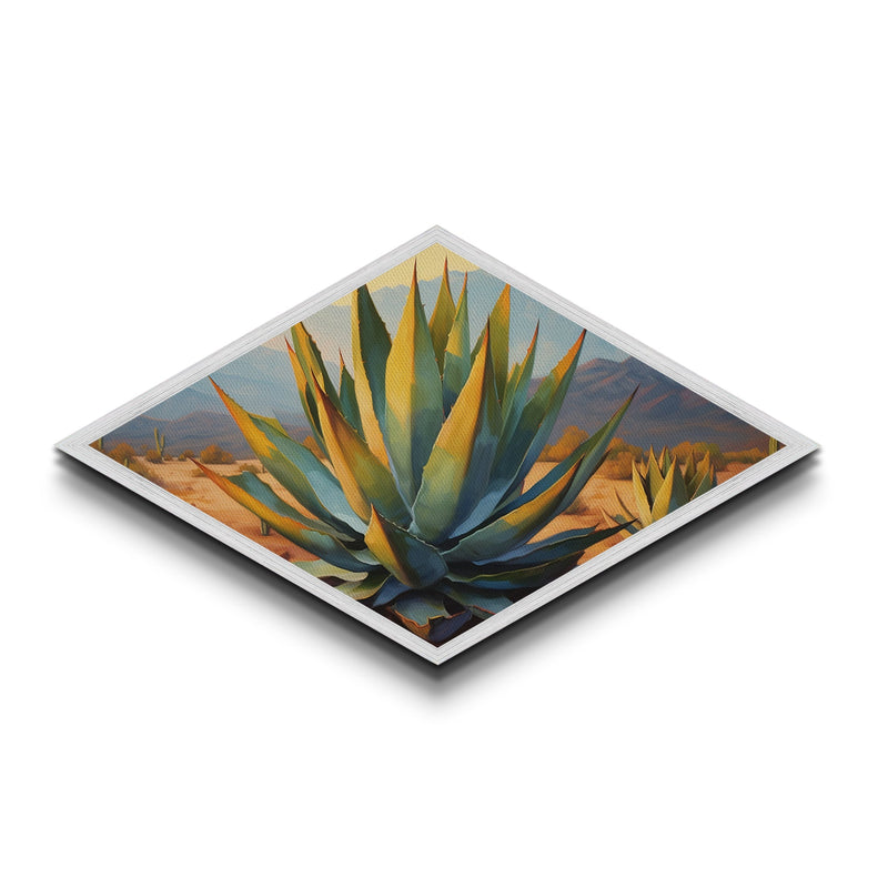 Desert Agave Diamond Shaped Southwestern Canvas Art Print Cactus Lands
