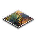 Canyon Agave Diamond Shaped Landscape Canvas Embossed Print Desert Plant Painting Warm Color Wall Art Botanical Home Decor Accent