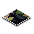 Reclining Lady in Black Diamond Shaped Canvas Textured Print vintage figurative portrait dramatic moody dark academia home style