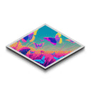 Diamond Shaped Neon Fox Canvas Embossed Print Colorful Animal Wildlife Art Bright Sunset Field Modern Home Decor Vibrant Wall Accent