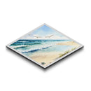 Diamond Shaped Reflective Peaks Canvas Art Print Mountain Lake Reflection Serene Landscape Rustic Nature Wall Decor Watercolor Look