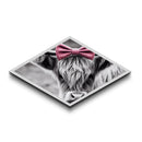 Diamond Shaped Cow Glance — Monochrome Highland Cow Canvas Textured Print, Farm Wall Decor, Whimsical Animal Art with Bow