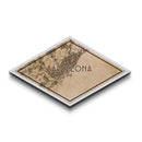 Barcelona - Spain Diamond Shaped City Map, Custom Diamond Shaped Wall Art, City Map Canvas