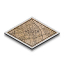Warsaw - Poland Diamond Shaped City Map, Custom Diamond Shaped Wall Art, City Map Canvas