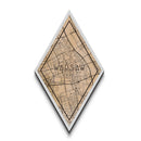 Warsaw - Poland Diamond Shaped Travel Poster, Custom Diamond Shaped Wall Art, City Map Canvas