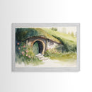 The Shire Oil Painting Print, Framed Wall Art, Hobbitcore Decor, Hobbit Hole Landscape Painting Print, Rings, Fantasy Painting