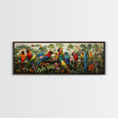 Birds Of Paradise, Parrot Print, Tropical Art, Framed Canvas Print, Beautiful Above Sofa Wall Art, Guest Room Decor