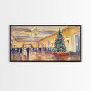 Elegant Ballroom Christmas Party Scene, Framed Canvas Print, Holiday Wall Art, Christmas Decor, Wall Art, Seasonal Decor, Best Gift Idea
