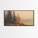 Leaves In Autumn, Framed Canvas Print, Watercolor Landscape Painting, Fall Centerpiece Wall Art