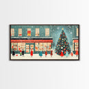 Mid Century Modern Christmas Framed Canvas Print, Retro Holiday Home Decor Christmas Decor, Best Gift Christmas Art, Holiday Wall Art
