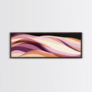 Lavender and Lilac Ocean Waves - MCM Style Modern Art, Retro Abstract Panoramic Print, Wood Framed Art, Modern Home Decor