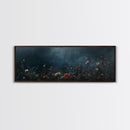Dark & Moody Wild Flowers At Night, Framed Canvas Print, Panoramic Thought Provoking Wall Art, Above Bed Art, Dark Floral Painting