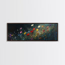 Wildflowers At Midnight Framed Canvas Print, Moody Decor, Boho Minimalist Wall Art, Modern Art, Floral or Botanical Wall Art