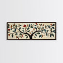 Wabi Sabi Inspired Botanical Print, Panoramic Canvas Art, Boho Style Textile Wall Art Print, Above Bed Or Sofa, Guest Room Decor