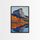Fall In The Mountains Framed Canvas Print, Housewarming Gift, Boho Landscape Painting, Autumn Wall Art, Top Selling Wall Art