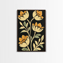 Floral Framed Canvas Wall Art Flower Print, Wood Framed Boho Modern Wall Art Boho Wall Decor Living Room Wall Art