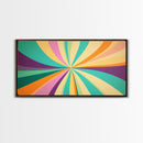 Star Burst Sunset Decor Framed Canvas Print, Mid Century Modern Wall Art, Scandinavian Style Wall Art Home Decor