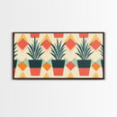 Mid Century Modern Botanical Print, Wood Framed Canvas Art, Botanical Wall Art, Boho Style Southwestern Pueblo Art