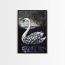 Elegant Gothic Swan Canvas Print | Framed Swan Poster Canvas | Wildlife Decor, animal prints, Swan Painting, Rustic Home Decor, Living Room Art