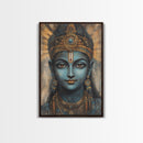 Madhubani Wall Art, Framed Canvas Print, Madhubani Style Decor, Madhubani Painting, Krishna Art