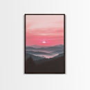 Sunset Over The Smoky Mountains, Framed Canvas Print, Smoky Mountain Art, Landscape Photography Style Home Decor, Retro Wave Art