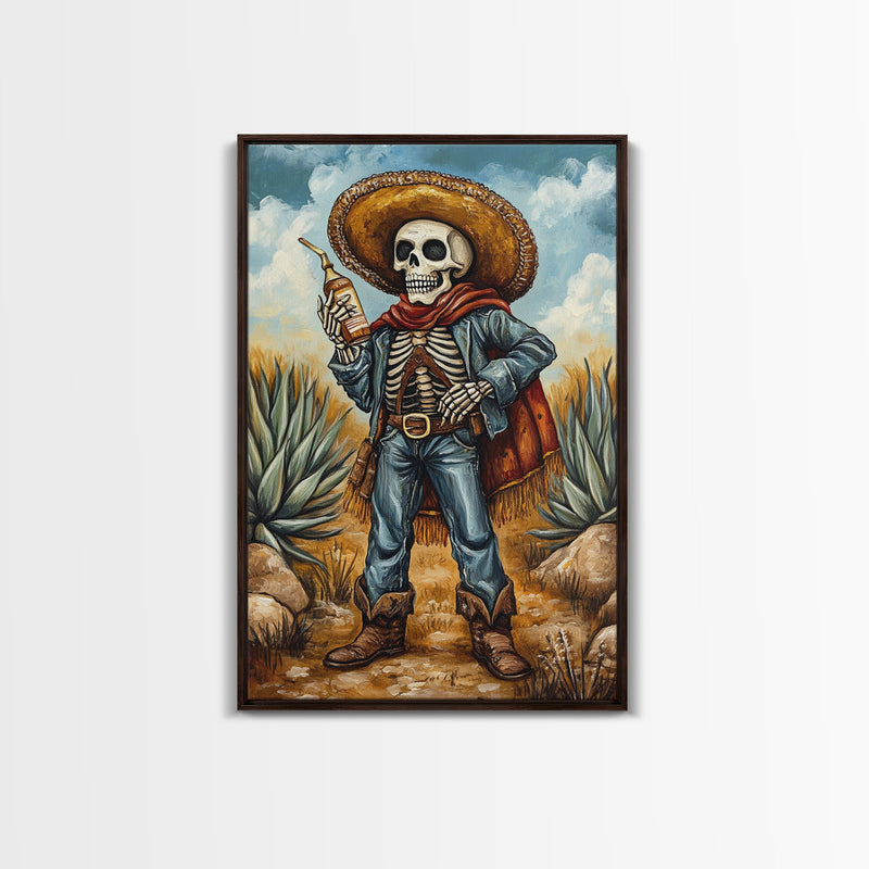 Skeleton Mariachi Chicano Art Canvas Print, Mexicano Wall Art, Tejano