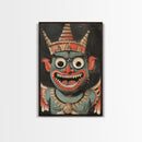 Creepy 19th Century Folk Art Framed Canvas Print, Spooky, Folk Art Painting, Russian Folk Art Home Decor
