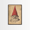Sketch of a Gnome Canvas Print - Framed Canvas - Minimalist Christmas Art - Boho Christmas Art - Rustic Christmas Art