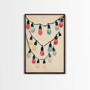 Sketch of Christmas Lights Canvas Print - Framed Canvas - Minimalist Christmas Art - Boho Christmas Art - Rustic Christmas Art