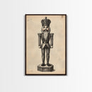 Retro Nutcracker Canvas Print - Framed Canvas - Minimalist Christmas Art - Boho Christmas Art - Rustic Christmas Art