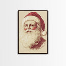 Sainta Clause Painting Canvas Print - Framed Canvas - Minimalist Christmas Art - Boho Christmas Art - Rustic Christmas Art