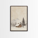 Winter Cabin Canvas Print - Framed Canvas - Minimalist Christmas Art - Boho Christmas Art - Rustic Christmas Art - Winter Decor - Cabin Decor