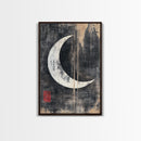 Wabi Sabi Crescent Moon Canvas Print - Moon Painting Wall Art - Moon Wall Art - Japanese Style Art - Japanese Style Decor