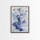 Chinoiserie Wall Art Framed Canvas Print, Blue Tree and Birds, Botanical Print, Birdwatcher Gift Idea, Chinoiserie Style Painting