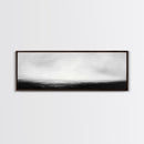 The Sea is Calm Panoramic Canvas Print, Seascape Painting, Black and White Nautical Art, Moody Decor, Muted Art, Subdued Art
