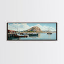 Morro Bay Panoramic Art, Nautical Landscape Painting, Canvas Print, Seascape Panoramic Painting, Seascape Landscape Wall Art Home Decor