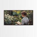 Victorian Oil Painting Print of a Woman In The Garden, Framed Canvas Print, Ready To Hang Art, Woman in Garden Painting Wall Art