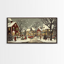 1950s Christmas Village Oil Painting on Canvas Print, Christmas home Decor, Christmas Painting, Christmas Wall Art