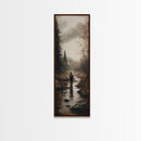 Fly fishing painting outdoor adventure framed canvas print, rustic wall art, serene river scene, nature-themed decor, great gift idea